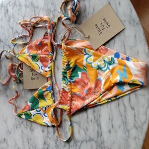 Stone Fox Swim Multicolored Floral Pattern Bikini Set Size XS NWT